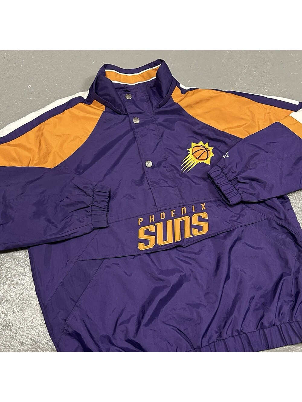 Starter Phoenix Suns Half Zip Jacket Wind Breaker Purple Orange NBA Size XL